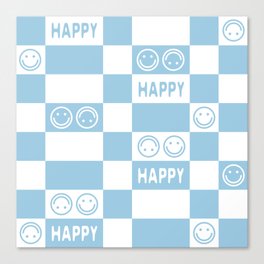 HAPPY Checkerboard 2.0 (Morning Sky Light Blue Color) Canvas Print