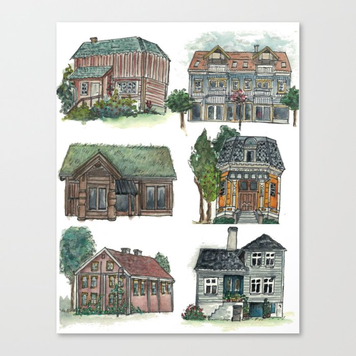 Norwegian Houses Canvas Print