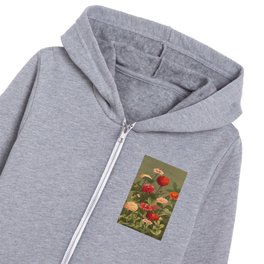 Vintage Zinnia Flower Print, 1884 Kids Zip Hoodie