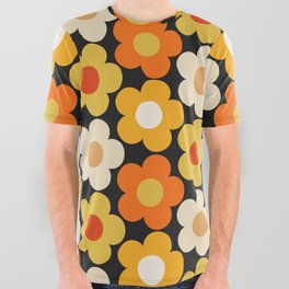 60s 70s flower power chic pattern All Over Graphic Tee