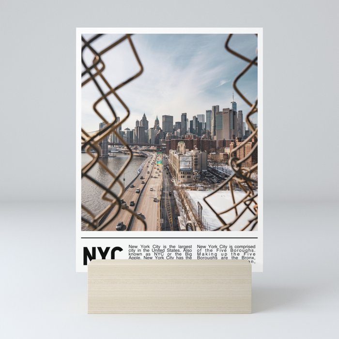 New York City and Brooklyn Bridge | Travel Photography Minimalism Mini Art Print