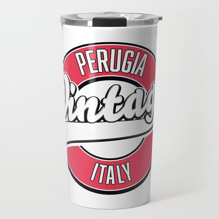 Perugia Italy vintage style logo. Travel Mug