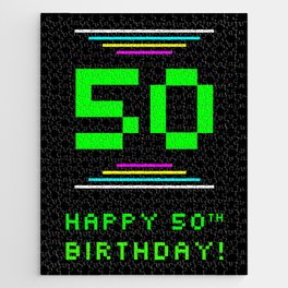 [ Thumbnail: 50th Birthday - Nerdy Geeky Pixelated 8-Bit Computing Graphics Inspired Look Jigsaw Puzzle ]