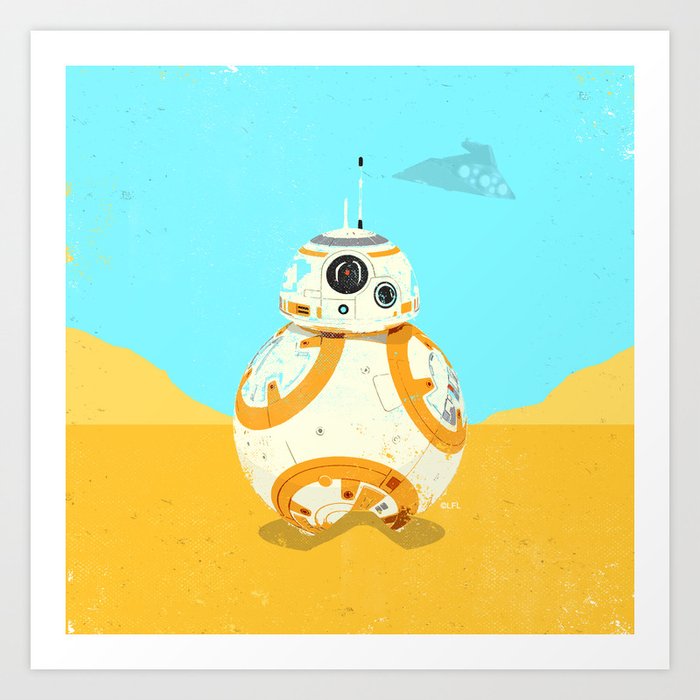 "BB-8 with Star Destroyer" by Showdeer Art Print