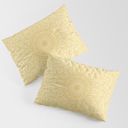 Most Detailed Mandala! Yellow Golden Color Intricate Detail Ethnic Mandalas Zentangle Maze Pattern Pillow Sham