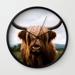 Scottish Highland Cattle Portrait Wall Clock