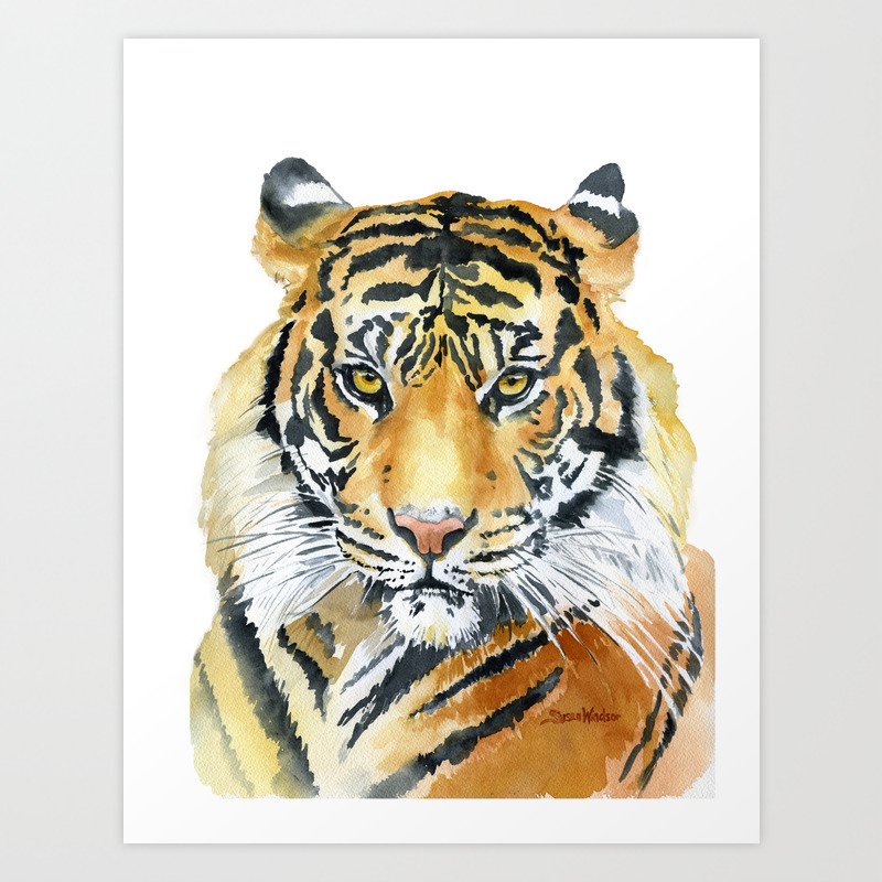Tiger Watercolor Painting Art Print By Susanwindsor Society6