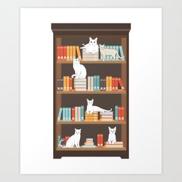 Cats on a Book Shelf Gift Art Print | Fold, Gift, Kitten, Russian, Ragdoll, Meow, Wild, Paw, Adorable, Graphicdesign 