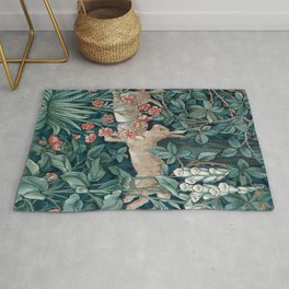 William Morris Forest Rabbits and Foxglove Greenery Area & Throw Rug