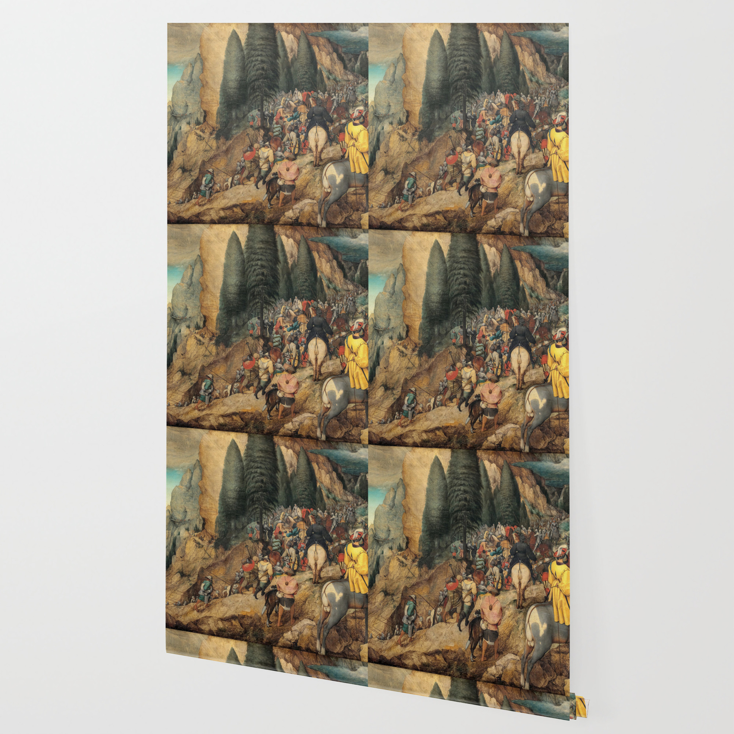 Renaissance Italy People On A Mountain Path Vintage Painting