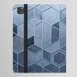 Art Deco Chrome + Metallic Blue Abstract Geometry  iPad Folio Case