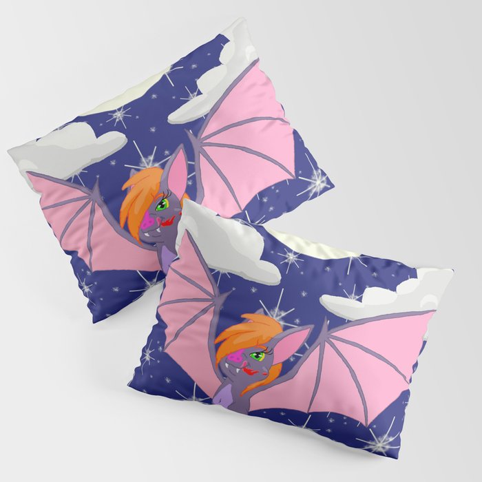 Cute Bat in Flight Pillow Sham