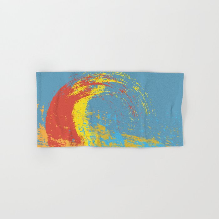 Kiki - Abstract Colorful Wave Art Design Pattern Blue Orange and Red Hand & Bath Towel
