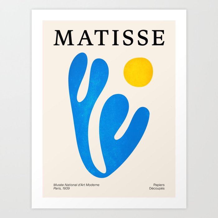 Blue Leaf & Sun: Matisse Paper Cutouts I Art Print