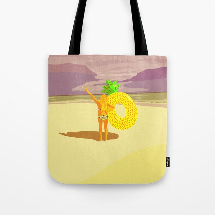 Vintage Beach Landscape Taking A Pinele Buoy Tote Bag By Mimie20