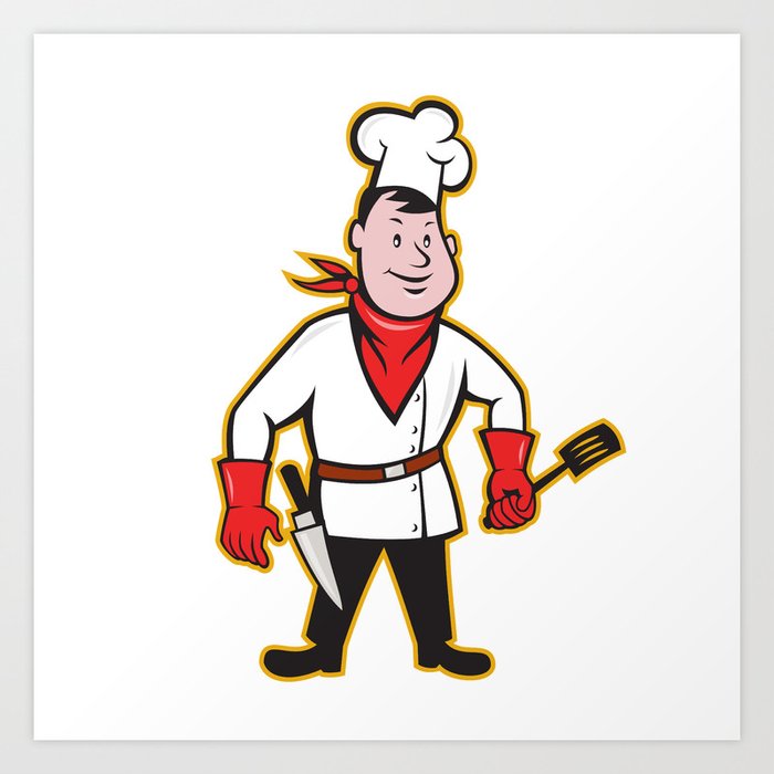 Chef Cook Standing Holding Spatula Art Print