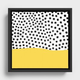 black dots with yellow Framed Canvas
