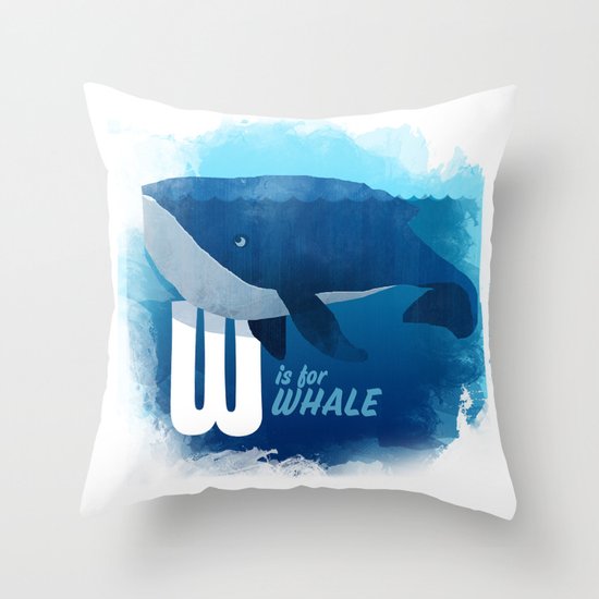 W is for Whale Throw Pillow