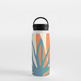 Mid Century Nature Print / Teal and Orange Water Bottle