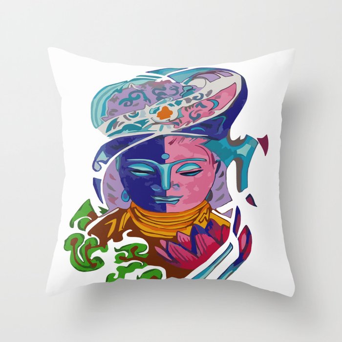 Colorful Buddha Asian Art Throw Pillow