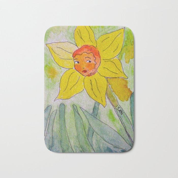 The Daffodil Lady Watercolor Bath Mat
