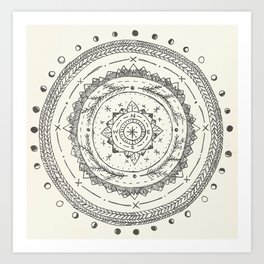 Moon Phase Mountain Mandala Art Print
