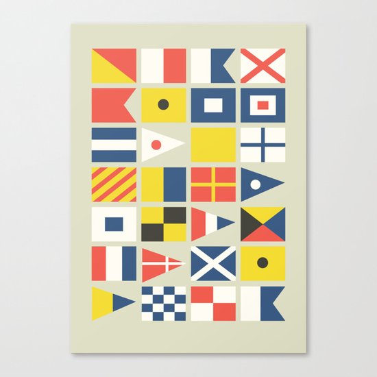 Geometric Nautical flag and pennant Canvas Print