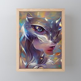 Silver Cat Mask Framed Mini Art Print