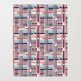 Crisscrossed checks red and blue Poster