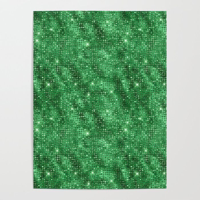 Green Diamond Studded Glam Pattern Poster
