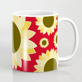 Sunflowers on Red Coffee Mug