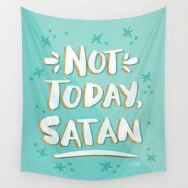 Not Today, Satan – Mint & Gold Palette Wall Tapestry