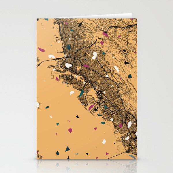 Oakland USA - City Map Drawing Stationery Cards