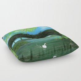 Springtime by the River Floor Pillow