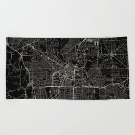 USA Akron - City Map - Black and White Beach Towel