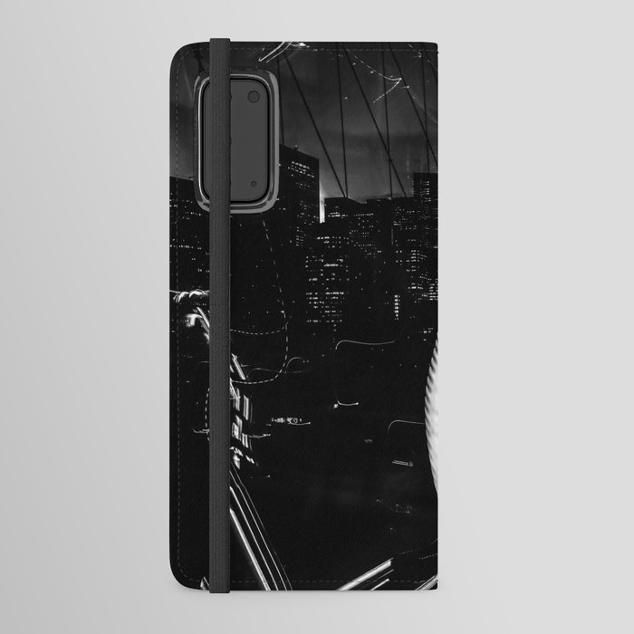 Brooklyn Bridge and Manhattan skyline in New York City black and white Android Wallet Case