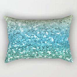 Ombre Mermaid Sparkling Glitter Colorful Blue Gold Pretty Girly Rectangular Pillow