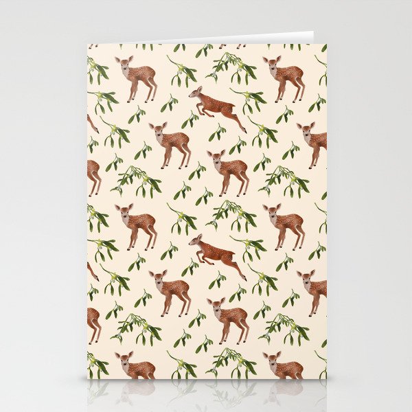 Little deer and mistletoe Stationery Cards