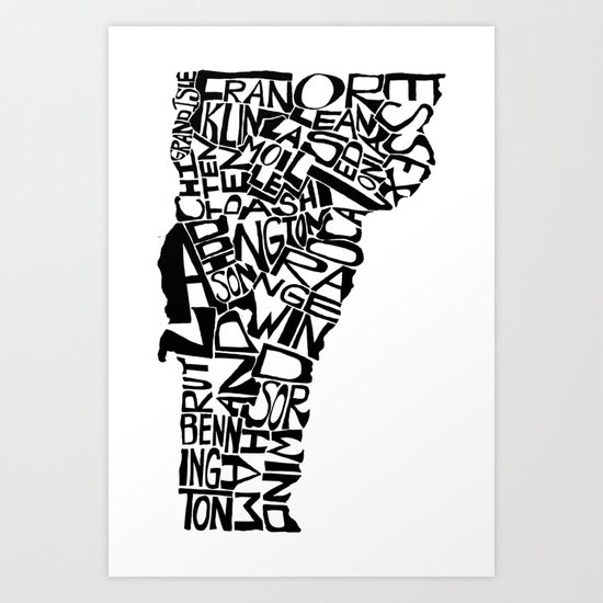 Typographic Vermont Art Print