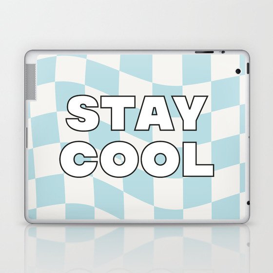 Stay Cool Blue Off-White Checker Board Twist Pattern Laptop & iPad Skin
