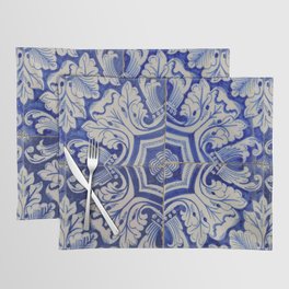 Blue & White Mediterranean Vintage Floral Pattern Placemat