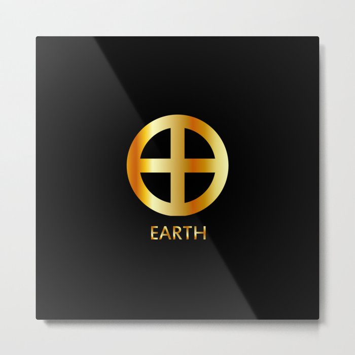 Zodiac and astrology symbol of the planet Earth in gold colors- astronomical icon Metal Print