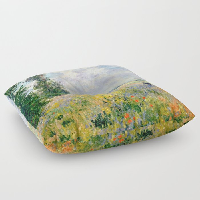 Poppy Fields near Argenteuil by Claude Monet Floor Pillow
