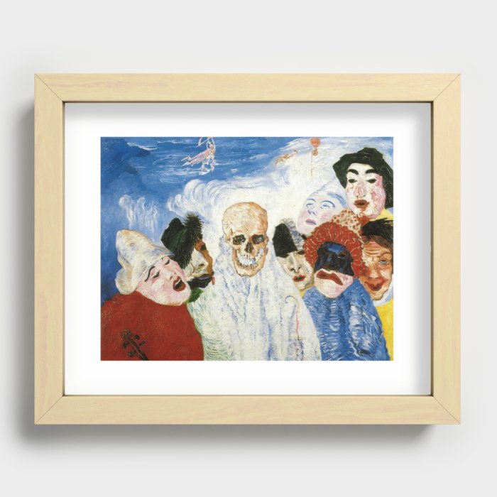 Death and the masks outcast grotesque art portrait painting by James Ensor Recessed Framed Print