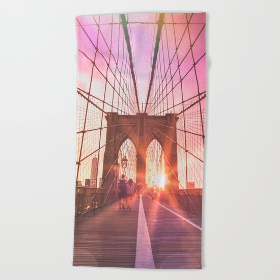 NYC Brooklyn Bridge Beach Towel