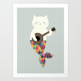 White Meowmaid Art Print