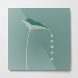 Cat and Plant 54 Metal Print | Minimalist, Lotus, Creative, Poetic, Water, Nature, Plantlover, Catandplant, Leaves, Droplet 