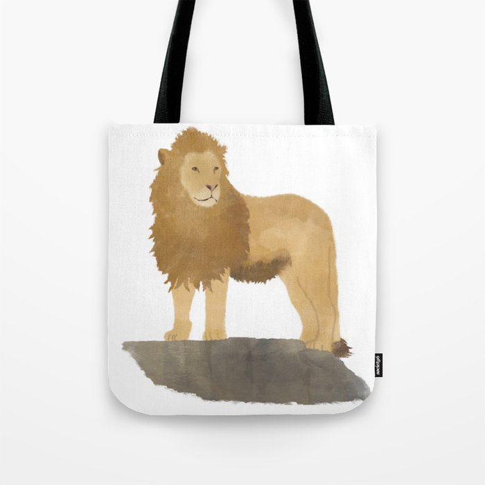 Lion Standing on Rock Tote Bag