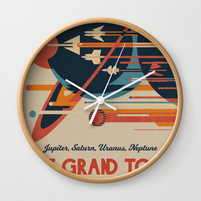 The Grand Tour: Jupiter, Saturn, Uranus, Neptune - Vintage space poster #10 Wall Clock