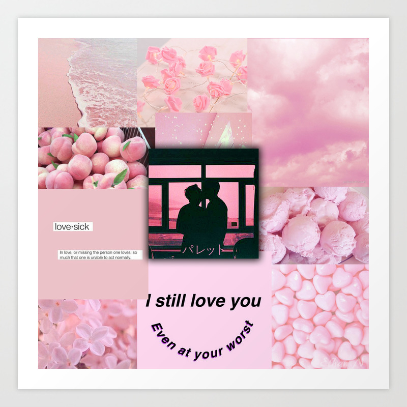Pink Love Aeshethic Collage Art Print By Ethannguyen Society6 Pink Love Aeshethic Collage Art Print By Ethannguyen Society6
